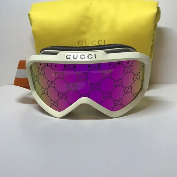 New Authentic Gucci GG Logo Ski/Snow Goggles Pink Iridescent Lens – New in Box - Picture 5 of 14